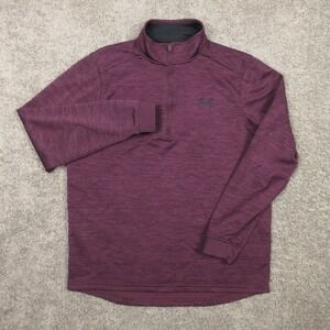 Under Armour Sweater Mens Medium Purple Cold Gear Fleece Golf 1/4 Zip Pullover